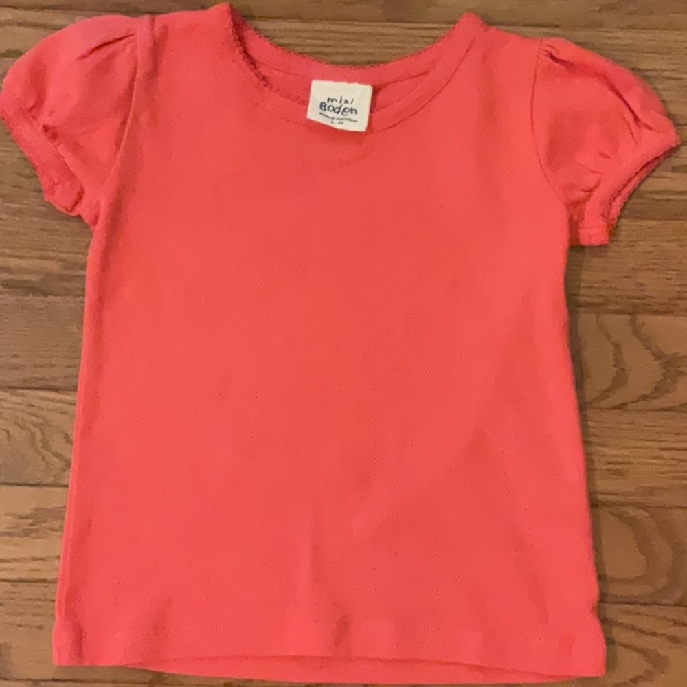 Mini Boden Pink/Coral Short Sleeve Tee